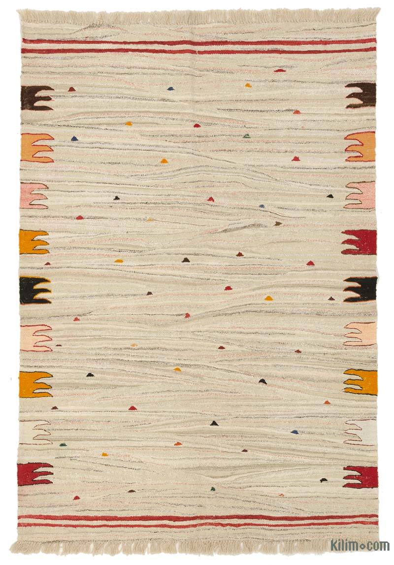 Bej Yeni Kök Boya El Dokuma Kilim - 123 cm x 178 cm - K0036464
