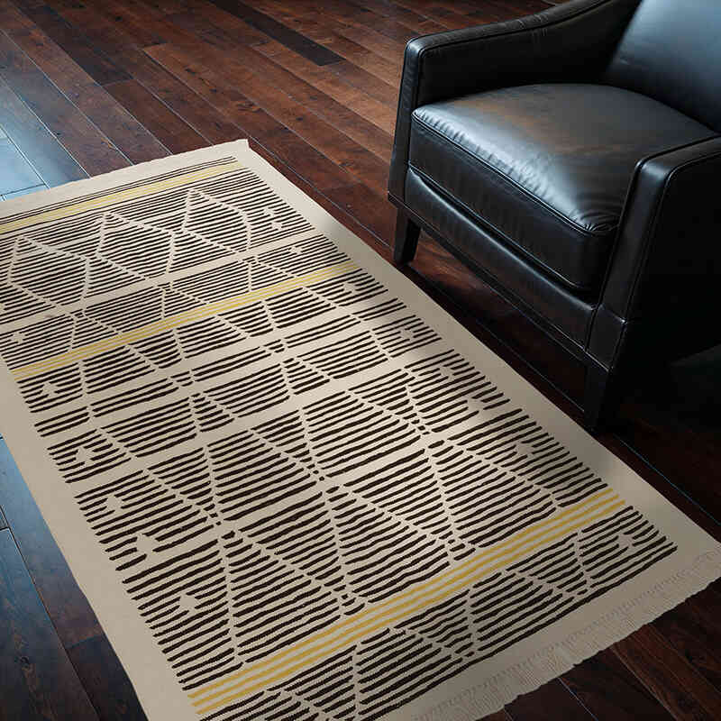 Beige, Marrón Nueva Alfombra Turca Kilim - 118 cm x 186 cm - K0036465