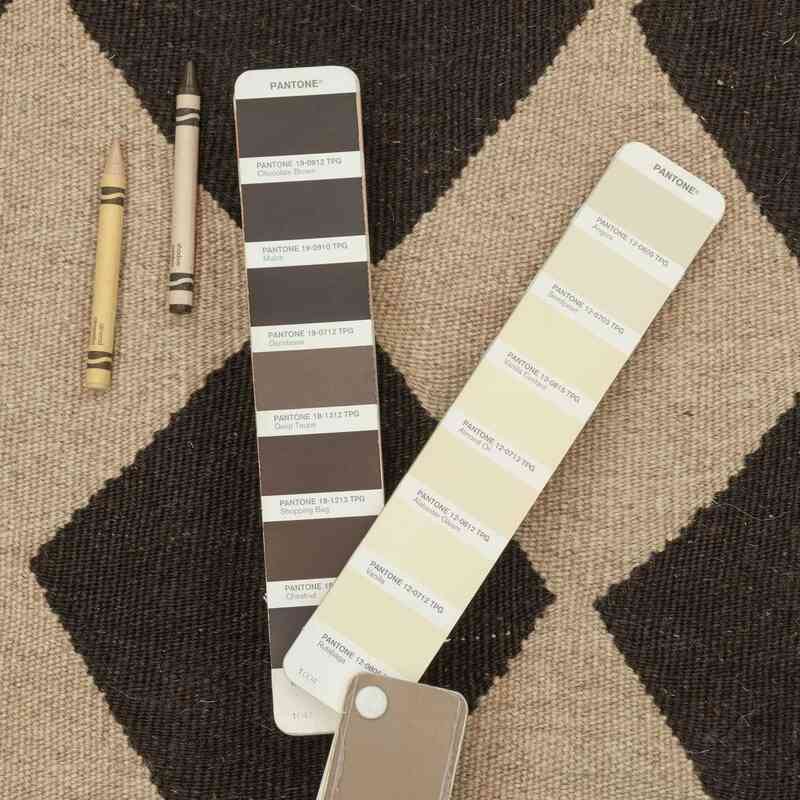 Marrón, Beige Nueva Alfombra Turca Kilim - K0036468