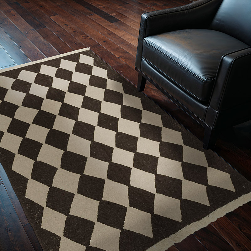 Brown, Beige New Handwoven Turkish Kilim Rug - K0036468