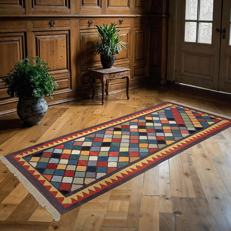 Multicolor New Turkish Kilim Runner - 3' 8" x 8' 1" (44" x 97") - K0036471