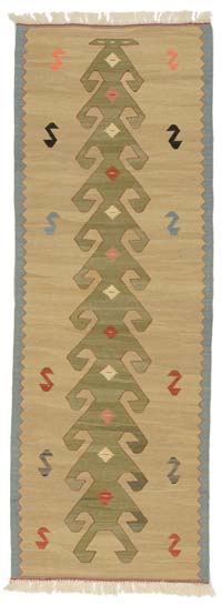 Beige New Turkish Kilim Runner - 2' 6" x 6' 11" (30" x 83")