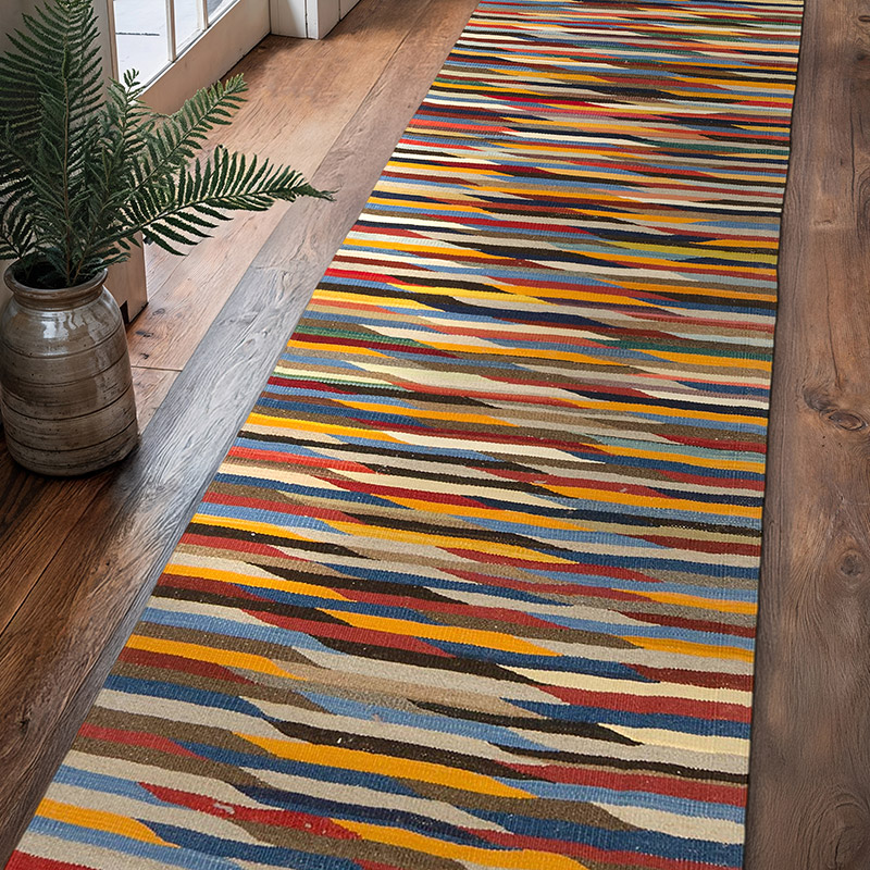 Multicolor New Turkish Kilim Runner - K0036480