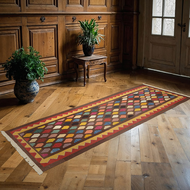 Multicolor New Turkish Kilim Runner - K0036483