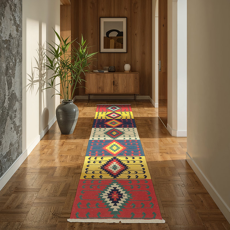 Multicolor New Turkish Kilim Runner - 2' 11" x 9' 6" (35" x 114") - K0036485