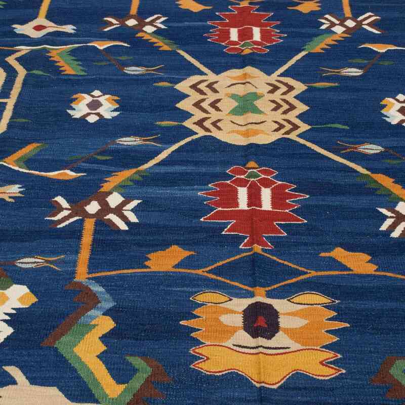 Blue New Handwoven Turkish Kilim Rug - K0036487