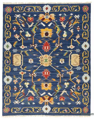 Lacivert Yeni Kök Boya El Dokuma Kilim