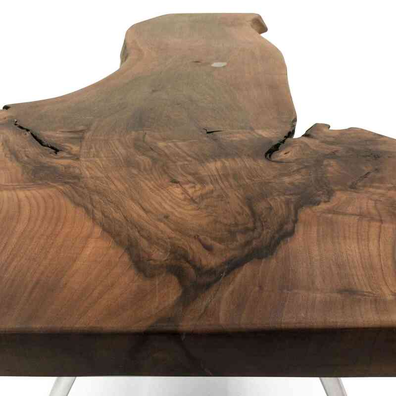 Walnut Slab Coffee Table with Cast Aluminium Legs - K0036503