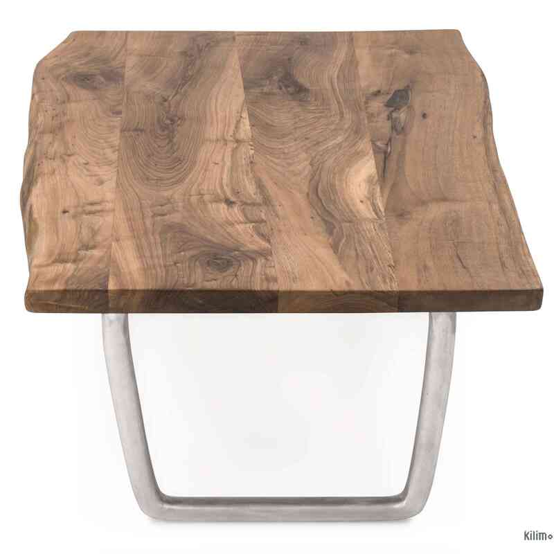 Walnut Slab Coffee Table with Cast Aluminium Legs - K0036506