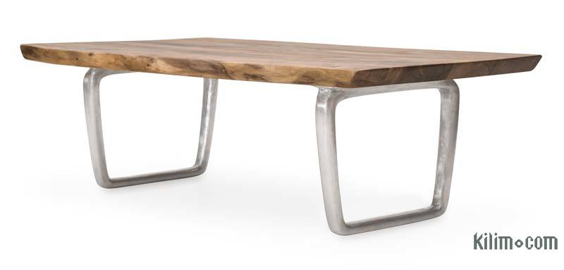 Walnut Slab Coffee Table with Cast Aluminium Legs - K0036506