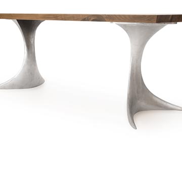 Walnut Table with Sand Cast Aluminium Legs - K0036507