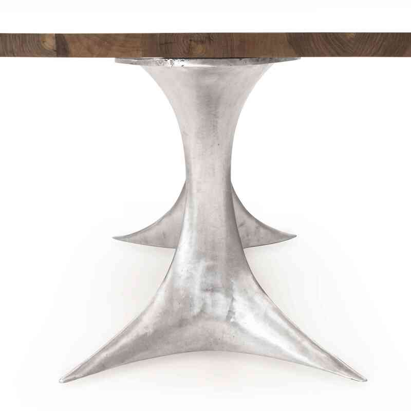 Walnut Table with Sand Cast Aluminium Legs - K0036507