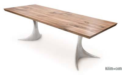 Walnut Table with Sand Cast Aluminium Legs