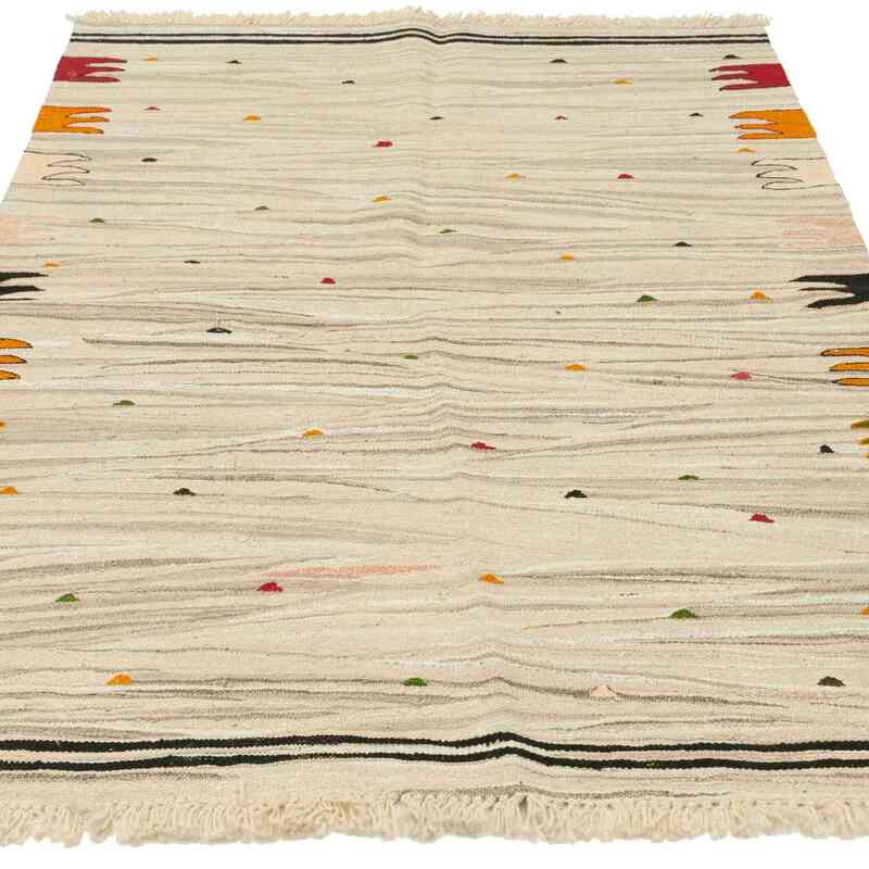 Beige Nueva Alfombra Turca Kilim - 122 cm x 175 cm - K0036510