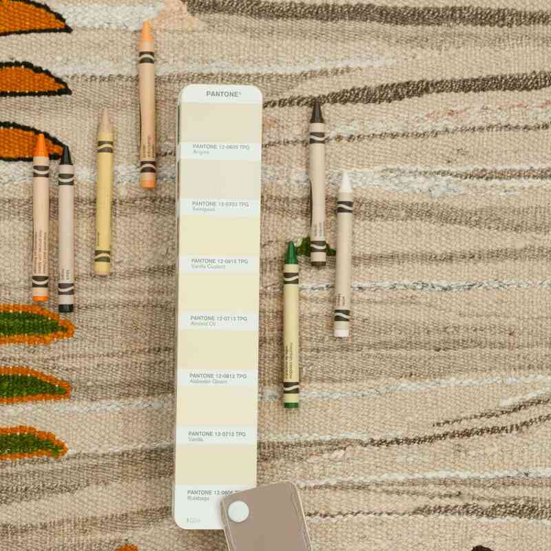 Beige Nueva Alfombra Turca Kilim - 122 cm x 175 cm - K0036510