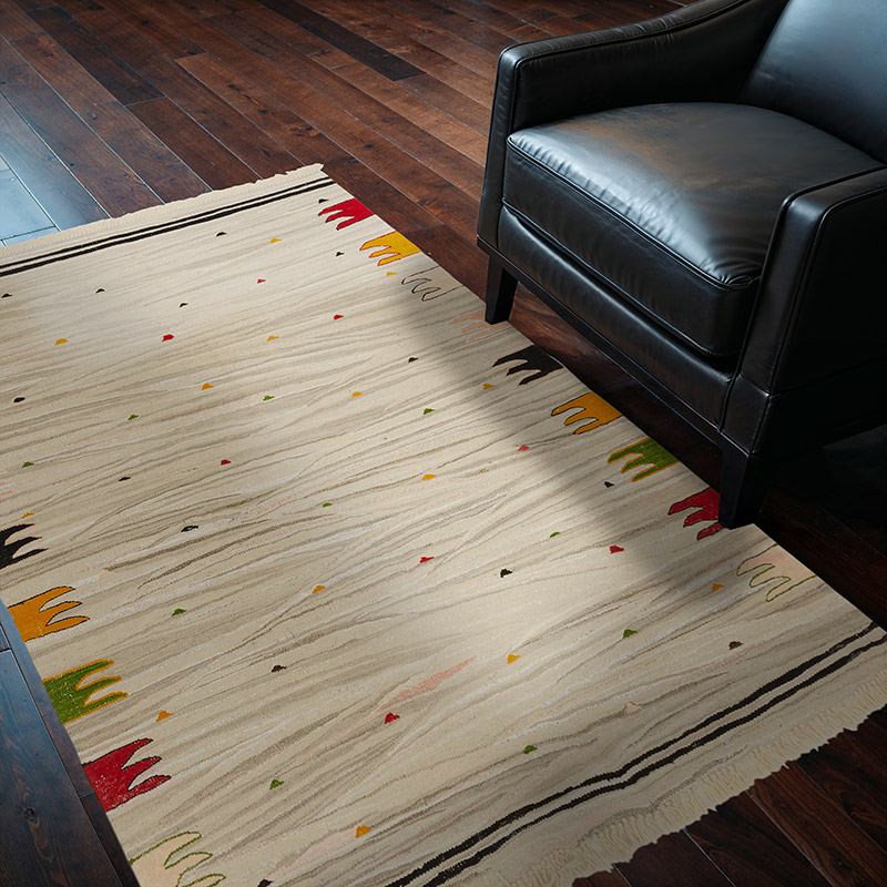 Bej Yeni Kök Boya El Dokuma Kilim - 122 cm x 175 cm - K0036510