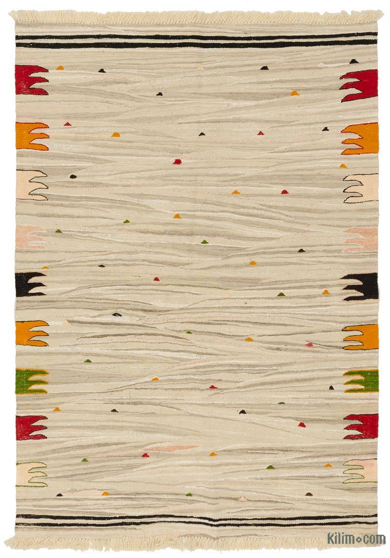 Beige Nueva Alfombra Turca Kilim - 122 cm x 175 cm - K0036510