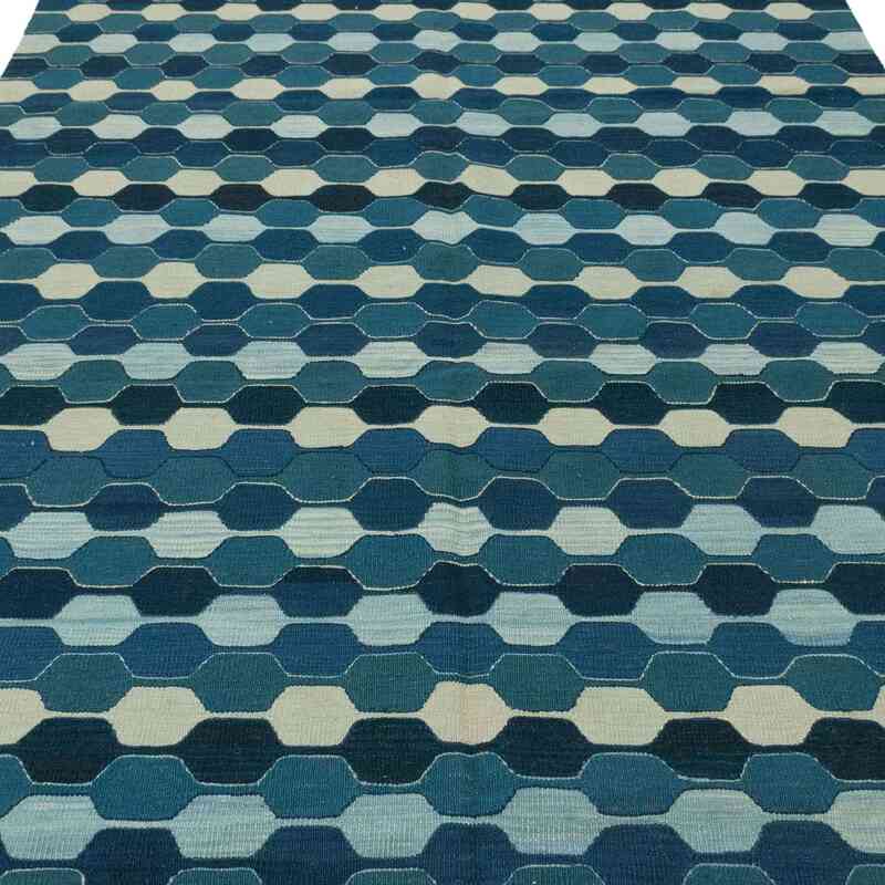 Azul Oscuro Nueva Alfombra Turca Kilim - K0036513