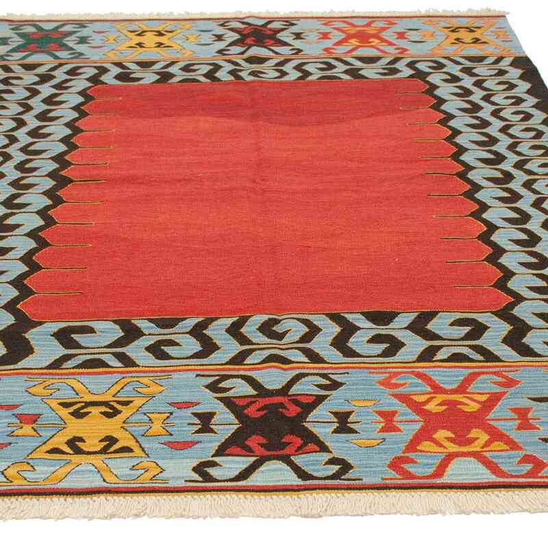 Kırmızı, Çok Renkli Yeni Kök Boya El Dokuma Kilim - 173 cm x 233 cm - K0036518