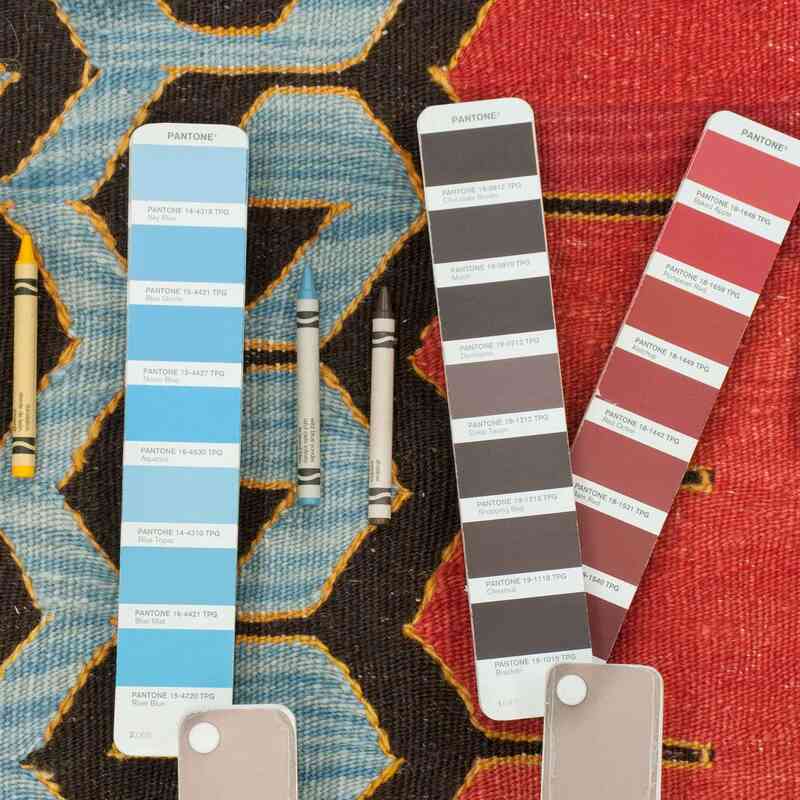 Kırmızı, Çok Renkli Yeni Kök Boya El Dokuma Kilim - 173 cm x 233 cm - K0036518
