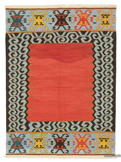 Red, Multicolor New Handwoven Turkish Kilim Rug - 5' 8" x 7' 8" (68 in. x 92 in.)