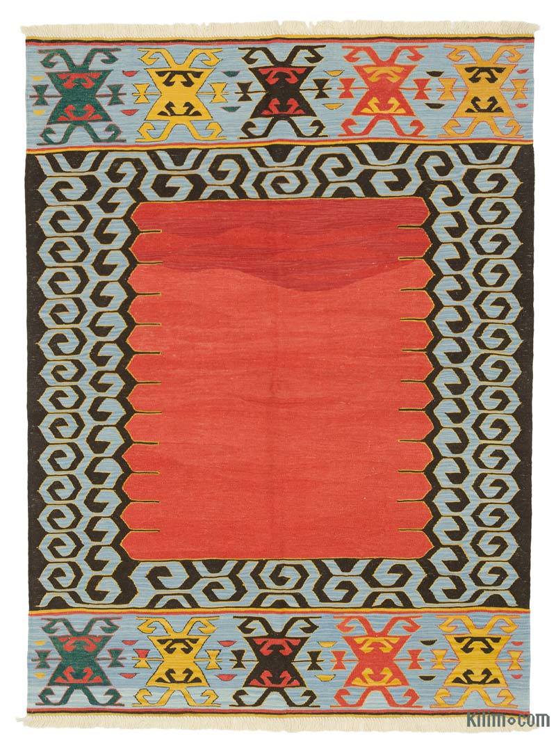 Kırmızı, Çok Renkli Yeni Kök Boya El Dokuma Kilim - 173 cm x 233 cm - K0036518