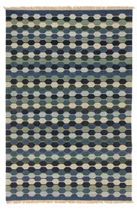 Azul Oscuro, Verde Nueva Alfombra Turca Kilim