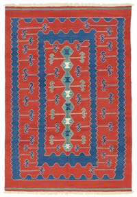 Rojo, Azul Oscuro Nueva Alfombra Turca Kilim
