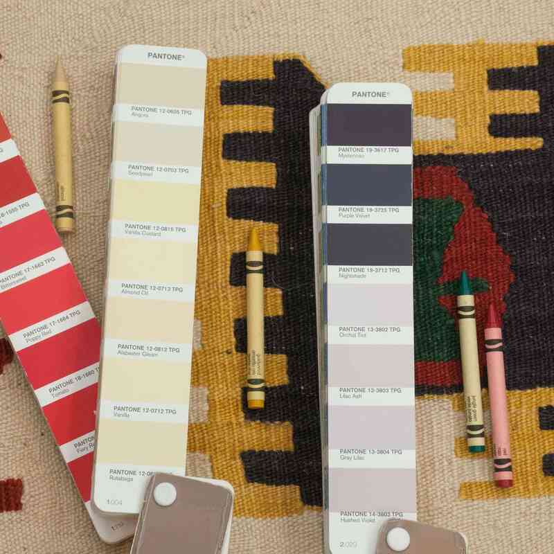 Bej, Çok Renkli Yeni El Dokuma Kilim - K0036524