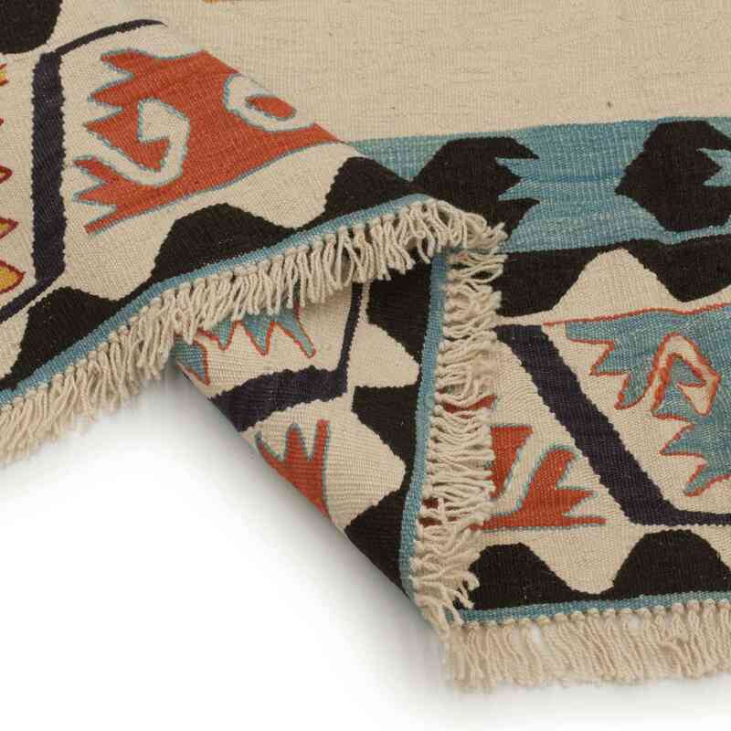 Bej, Çok Renkli Yeni El Dokuma Kilim - K0036524