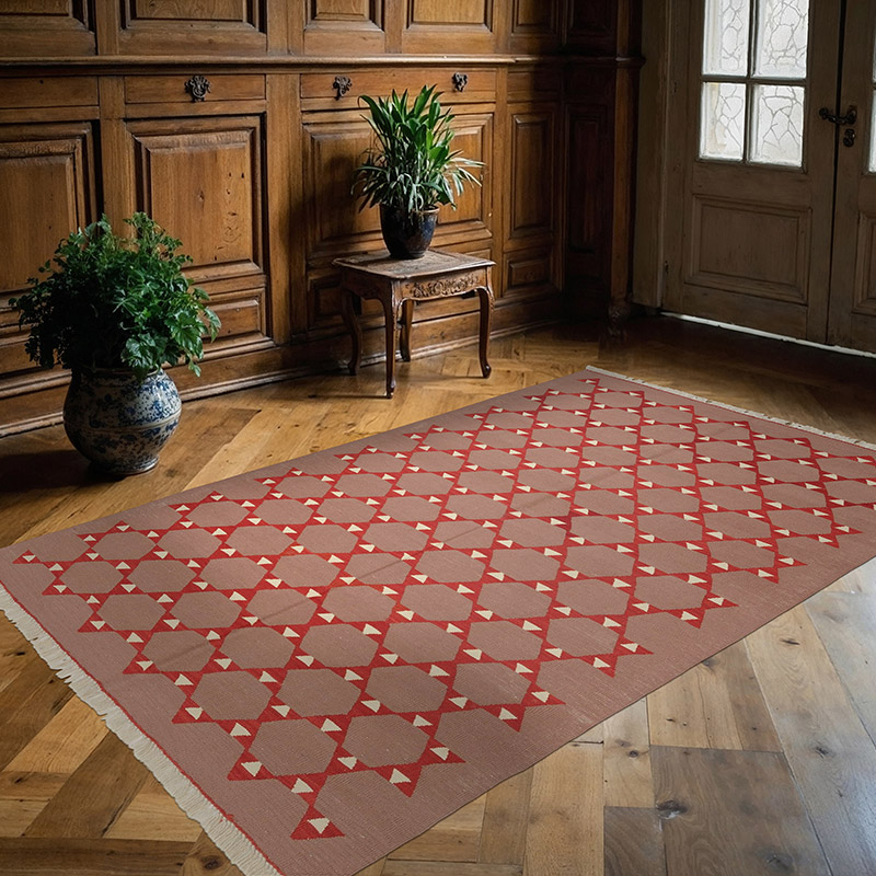 Mor, Kırmızı Yeni Kök Boya El Dokuma Kilim - 145 cm x 222 cm - K0036526