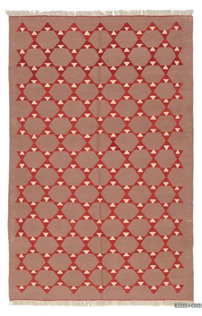 Mor, Kırmızı Yeni Kök Boya El Dokuma Kilim - 145 cm x 222 cm