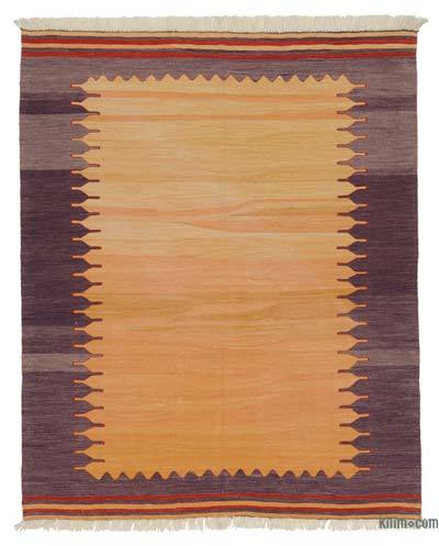 Sarı, Mor Yeni Kök Boya El Dokuma Kilim - 141 cm x 172 cm