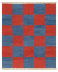 Blue, Red New Handwoven Turkish Kilim Rug - 5'  x 6'  (60" x 72")