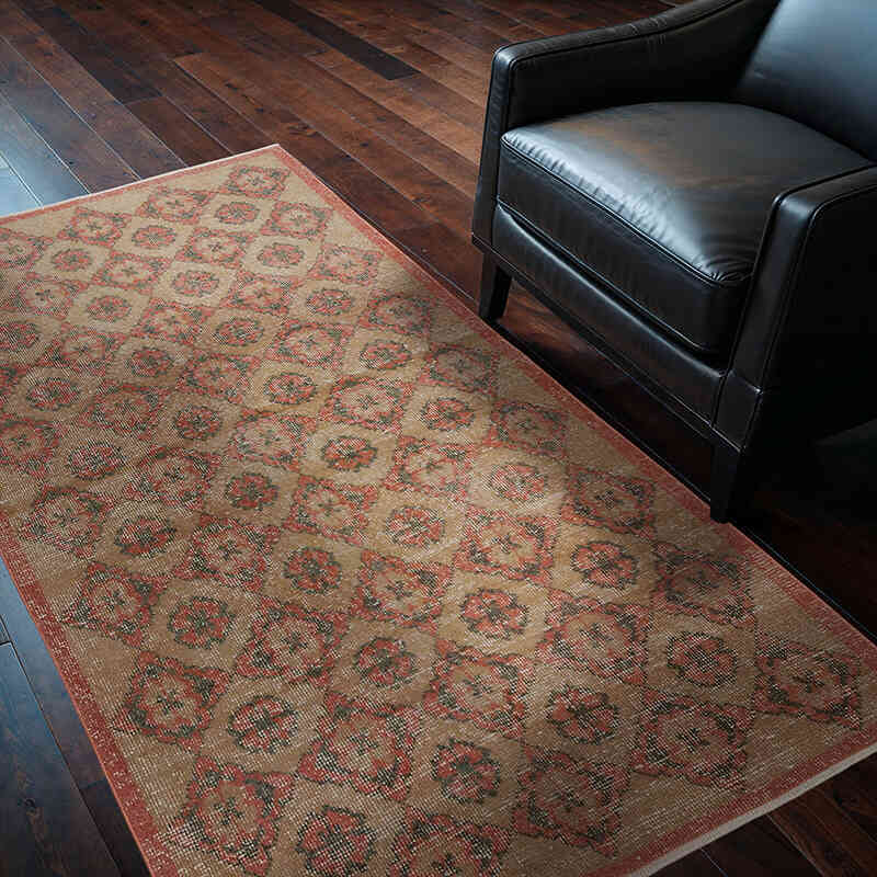 Alfombra Vintage Turca Anudada a Mano - 126 cm x 205 cm - K0036907