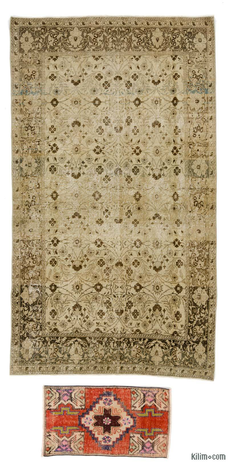 Alfombra Vintage Turca Anudada a Mano - 128 cm x 204 cm - K0036908