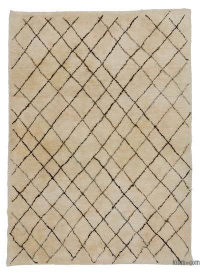 Beige Moroccan Style Hand-Knotted Tulu Rug - 5' 5" x 7' 6" (65 in. x 90 in.)
