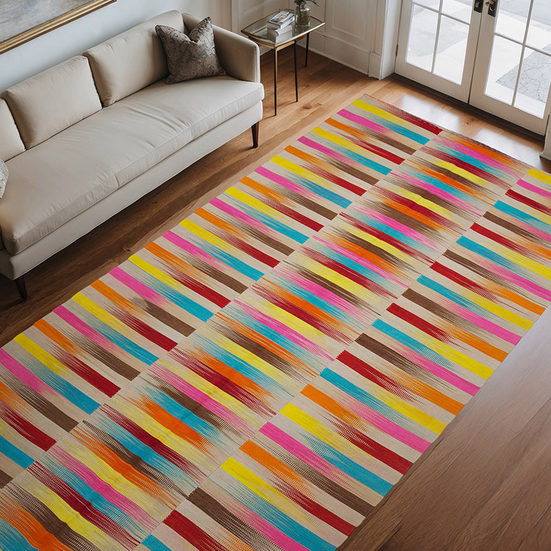 Multicolor Neo Caspian Kilim Rug - 6' 6" x 11' 11" (78" x 143") - K0036994