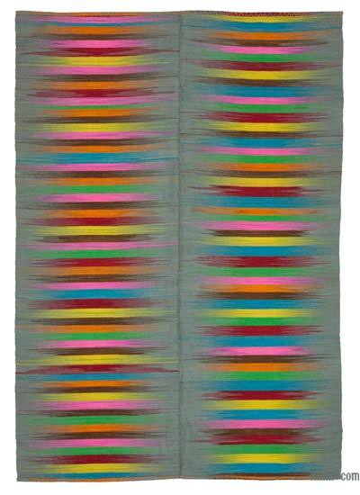 Multicolor Neo Caspian Kilim Rug - 6' 8" x 9' 8" (80 in. x 116 in.)