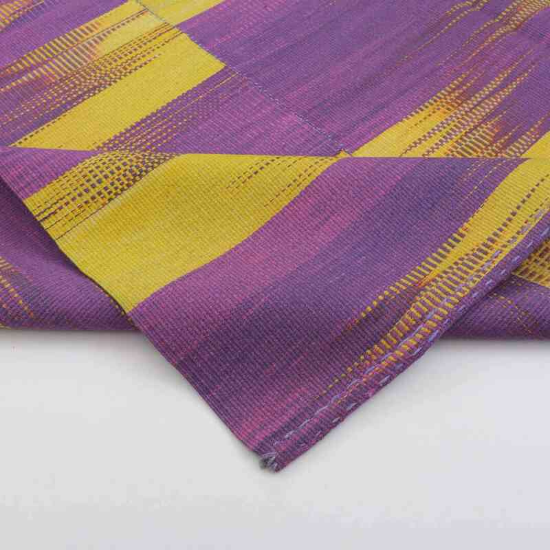 Purple, Yellow Neo Caspian Kilim Rug - 6' 11" x 9' 1" (83 in. x 109 in.) - K0037010