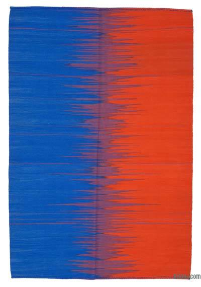 Lacivert, Turuncu Yeni Anadolu Kilimi - 178 cm x 265 cm