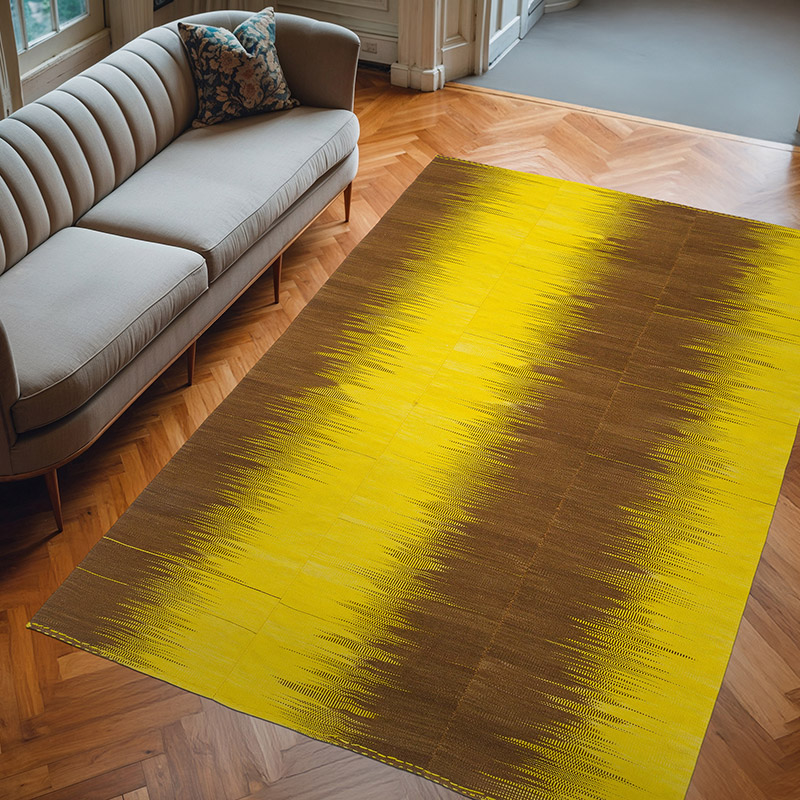 Yellow, Brown Neo Caspian Kilim Rug - 6' 10" x 10'  (82" x 120") - K0037032