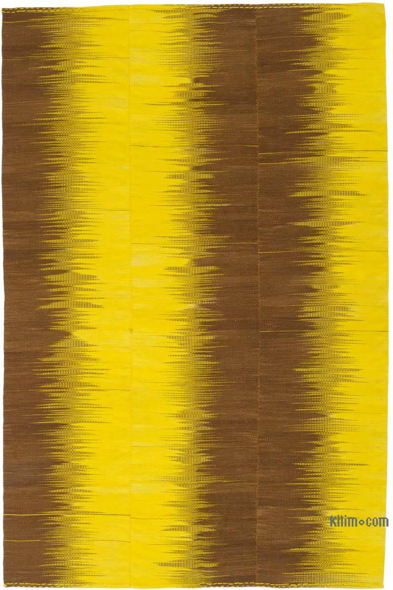 Sarı, Kahverengi Yeni Anadolu Kilimi - 202 cm x 306 cm - K0037032