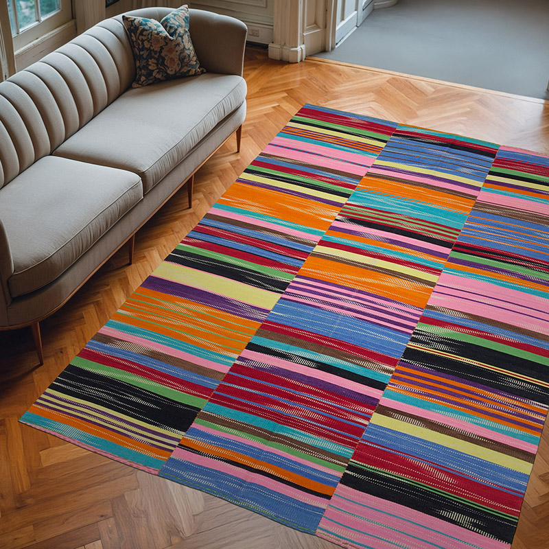 Multicolor Neo Caspian Kilim Rug - 6' 10" x 9' 11" (82" x 119") - K0037034