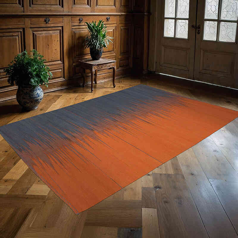 Turuncu, Çok Renkli Yeni Anadolu Kilimi - 179 cm x 265 cm - K0037043