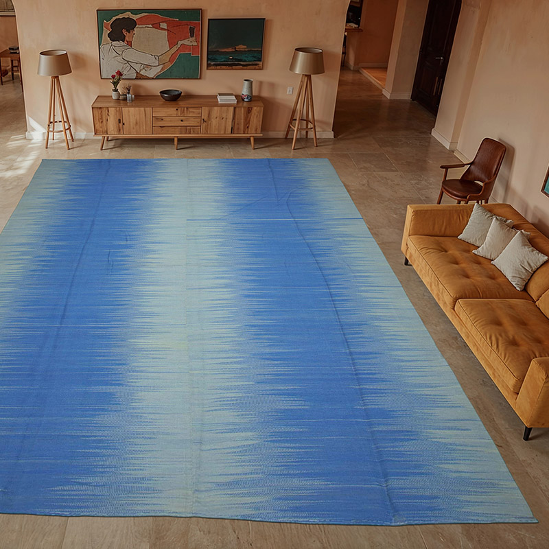 Blue Neo Caspian Kilim Rug - 12'  x 15' 10" (144" x 190") - K0037055