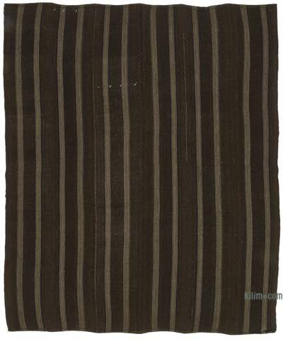 棕色古董Anatolian Kilim地毯- 8' x 9'(96英寸)。x 108。)