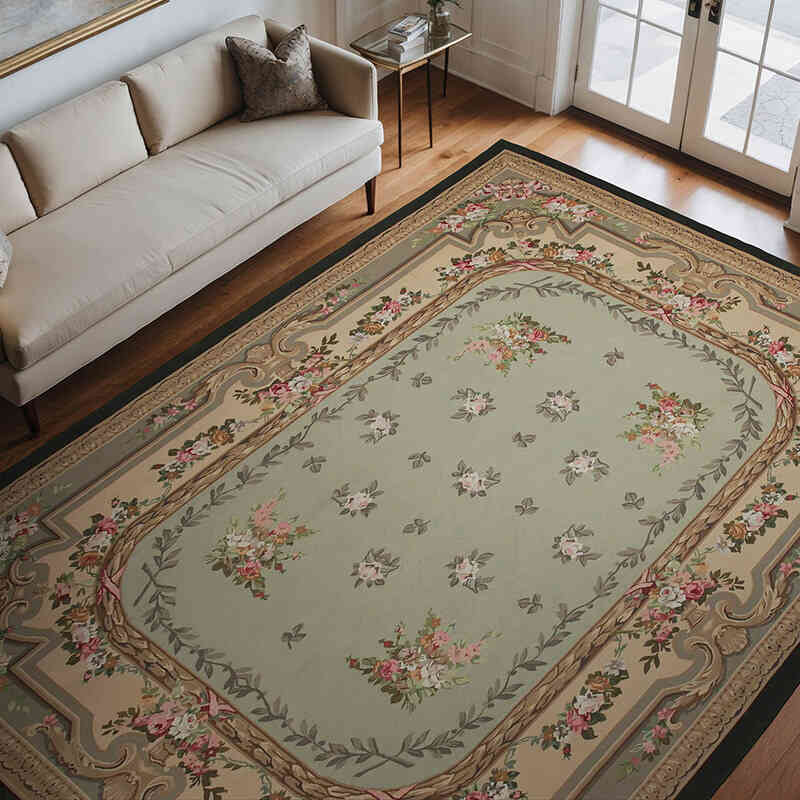 Aubusson Rug - 8' 10" x 11' 11" (106" x 143") - K0037662