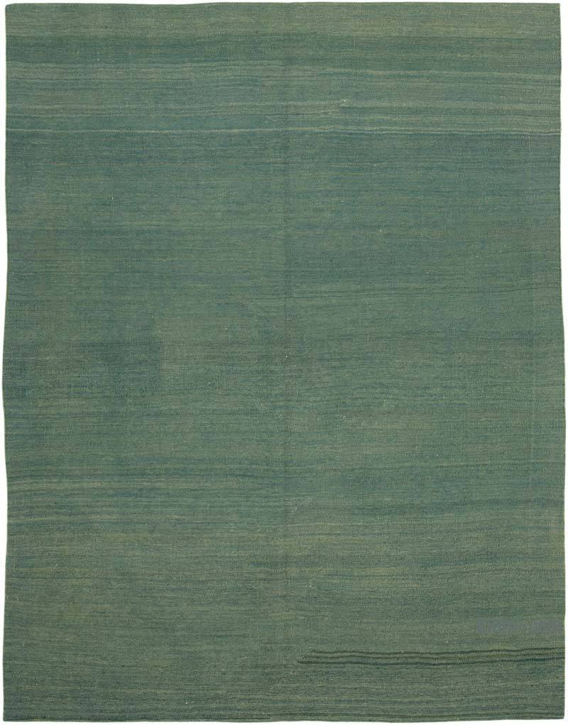 Green New Contemporary Kilim Rug - Z Collection - 7' 3" x 9' 7" (87" x 115") - K0037700