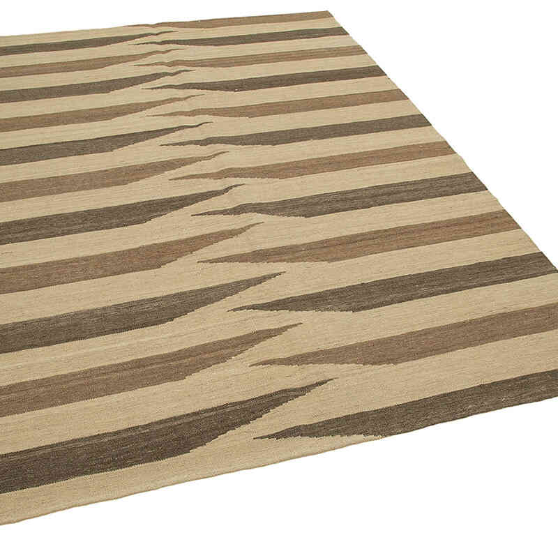 Beige, Brown New Contemporary Kilim Rug - Z Collection - 5' 9" x 7' 9" (69" x 93") - K0037716